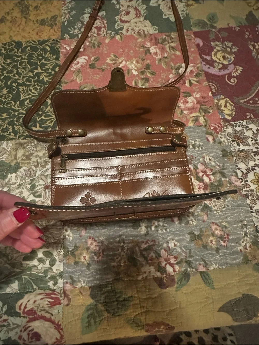 Patricia Nash Leather Crossbody (attached wallet)